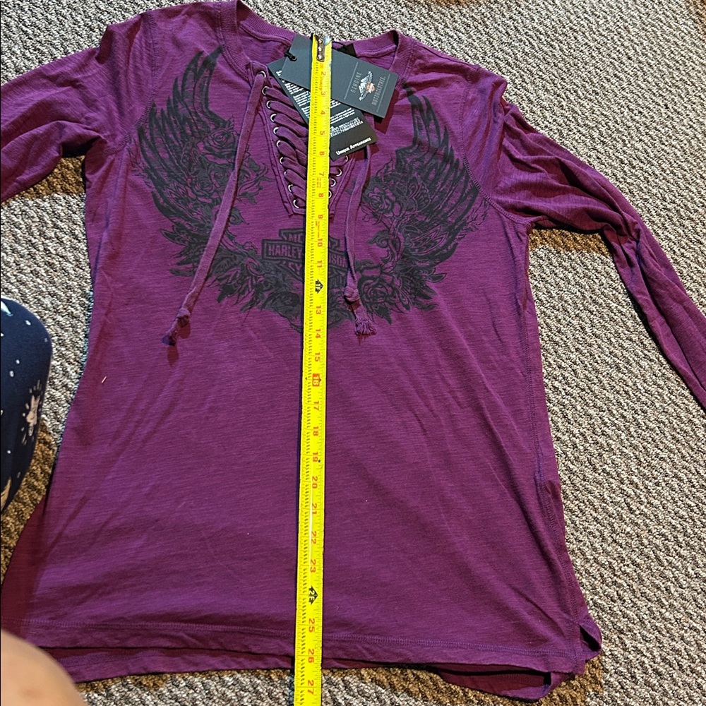 Harley-Davidson Women's Purple Lace-Up Top - Picture 6 of 7